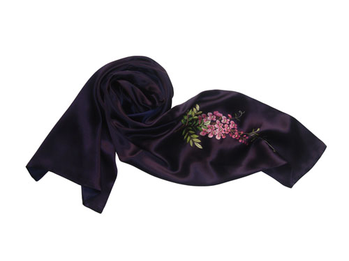 纯手工刺绣围巾-深紫色