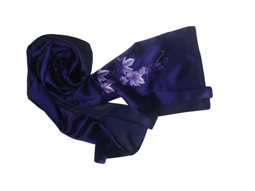 纯手工刺绣围巾-紫色枫叶